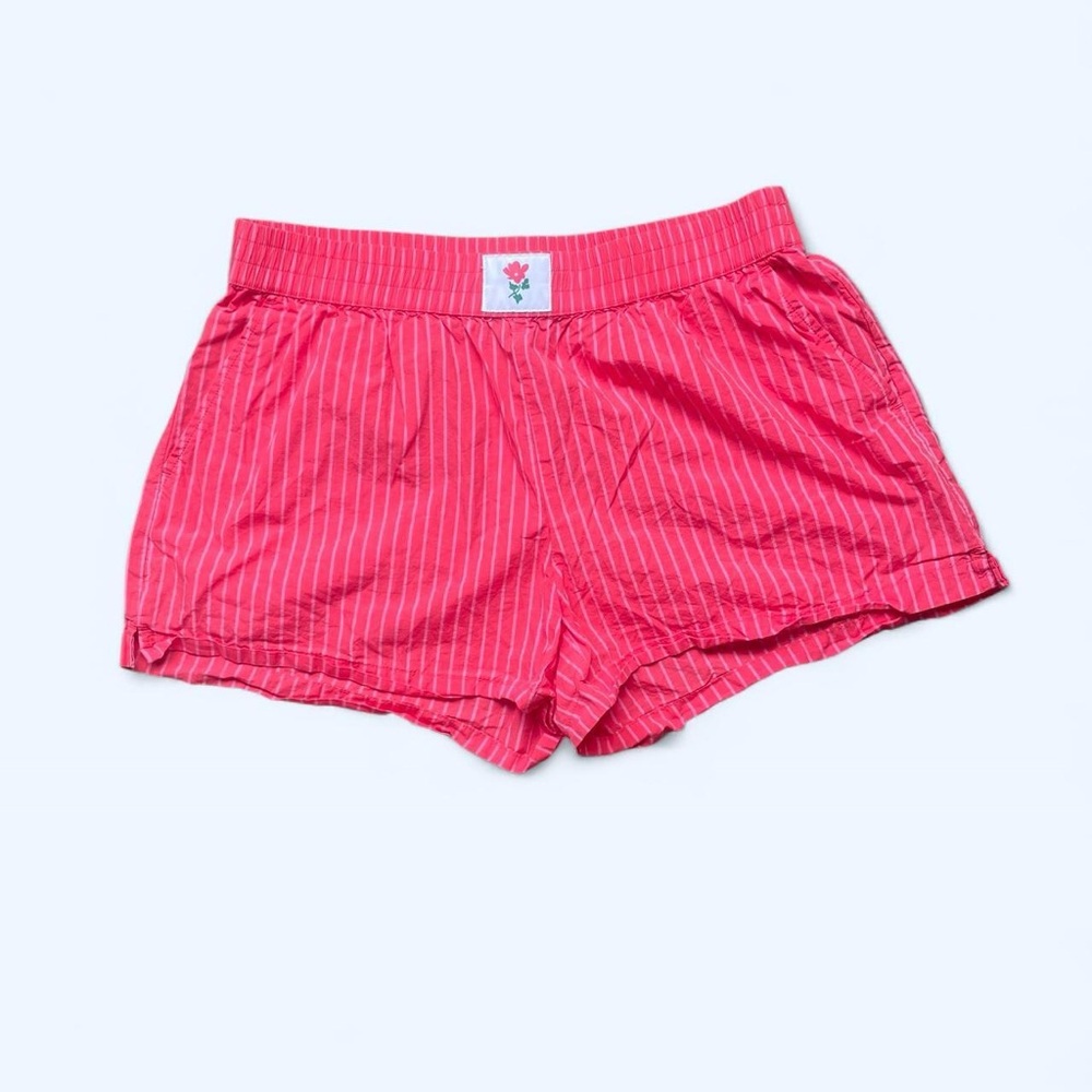 Pink striped cotton mini shorts waist band size M by Universal Thread